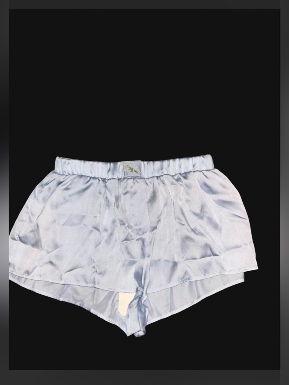 For Love And Lemons Pale Blue Satin Lounge Shorts